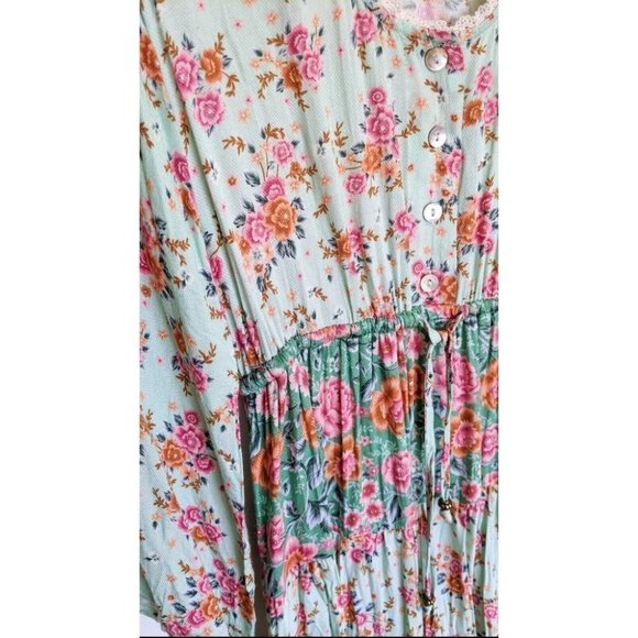 Arnhem Harmony Gypsy Mini Dress Sz6 Boho Floral Mint - Picture 10 of 10